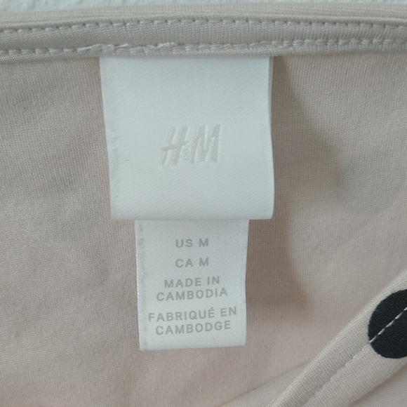 H&M Cream Polka Dot Square-Neck Puff Sleeve Crop Top - Picture 4 of 9